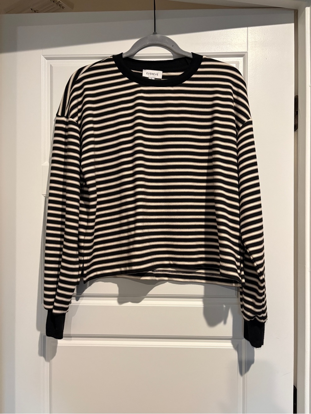 Evereve Black & White Striped Long Sleeve Tee